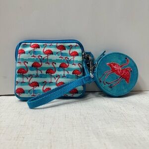 Flamingo Pattern Wallet and Coin Pouch Set